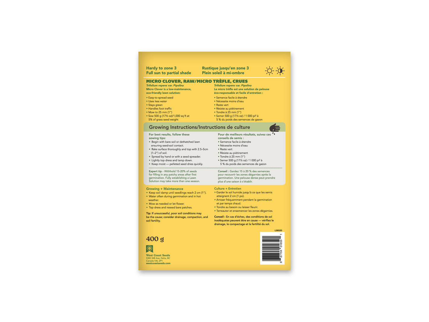 Lawn Solutions Micro Clover Raw 400gr