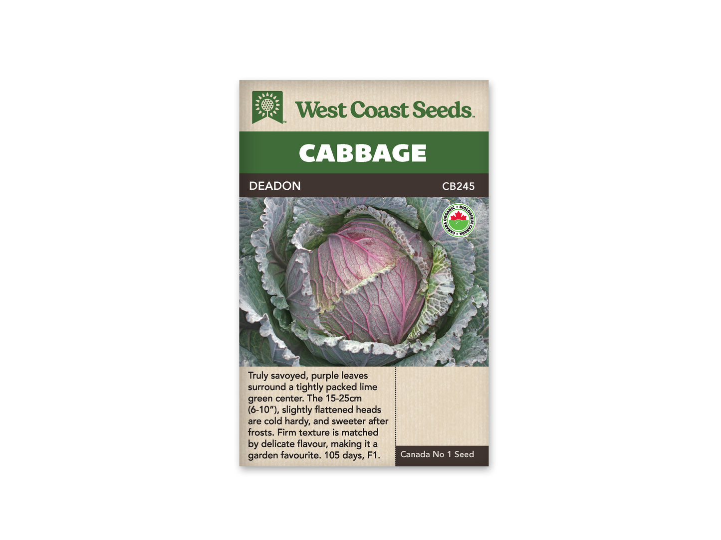 Cabbage “Deadon F1 Coated Organic” West Coast Seeds