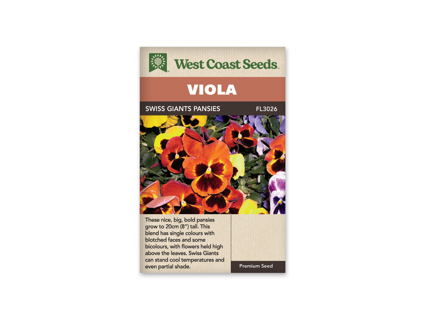 Pansies & Violas "Swiss Giants Mix" West Coast Seeds