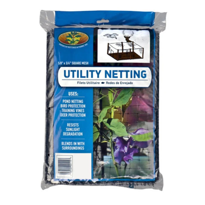 Utility Netting - Black Plastic, 3/4” x 5/8” squares