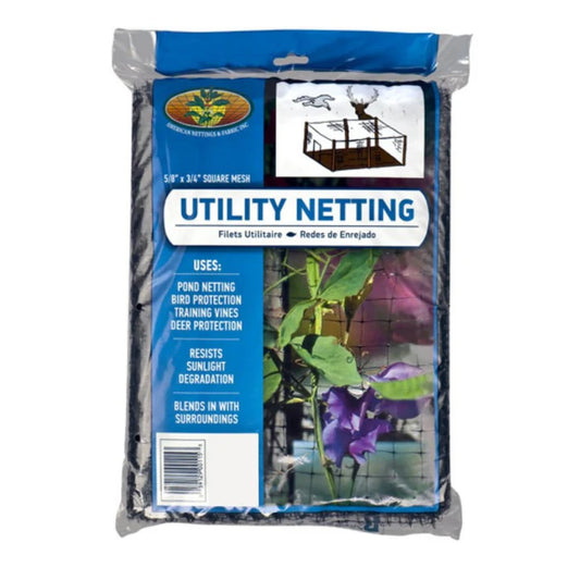 Utility Netting - Black Plastic, 3/4” x 5/8” squares