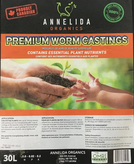 Annelida Soil Solutions Premium Worm Casting 30L