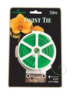 Hydro Farm Twist Tie Green Wire 50m