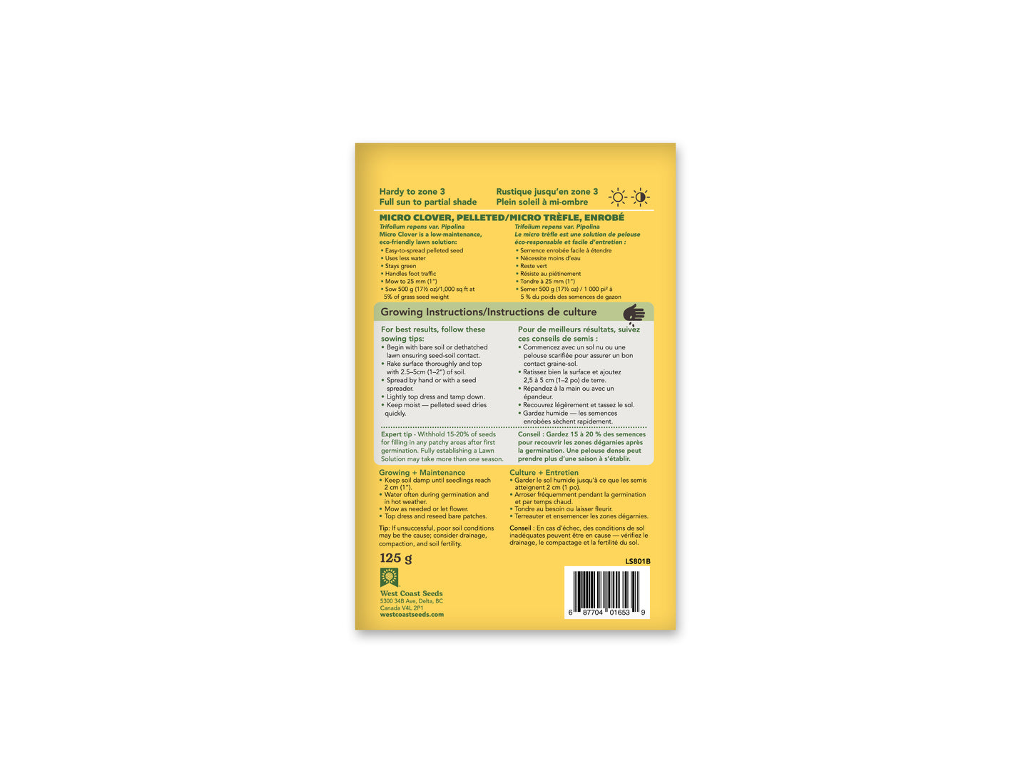 Lawn Solutions Micro Clover Pelleted 125gr