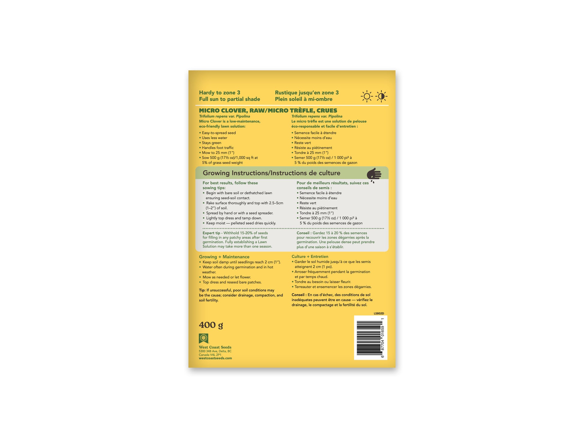 Lawn Solutions Micro Clover Raw 400gr