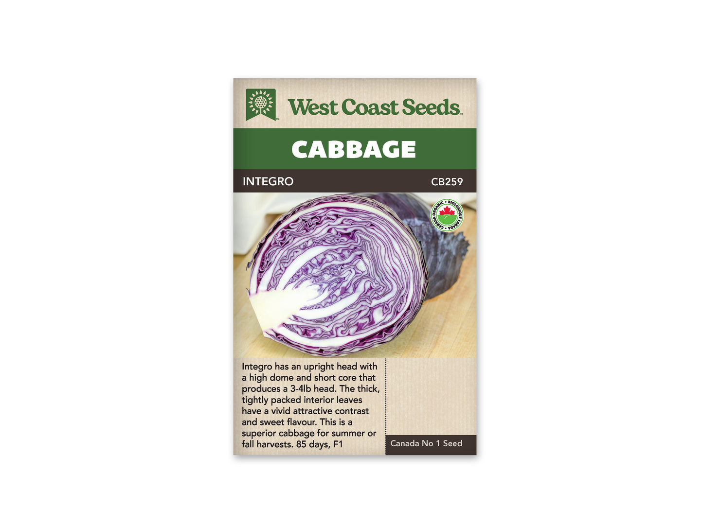 Cabbage "Integro F1 Coated Organic" West Coast Seeds