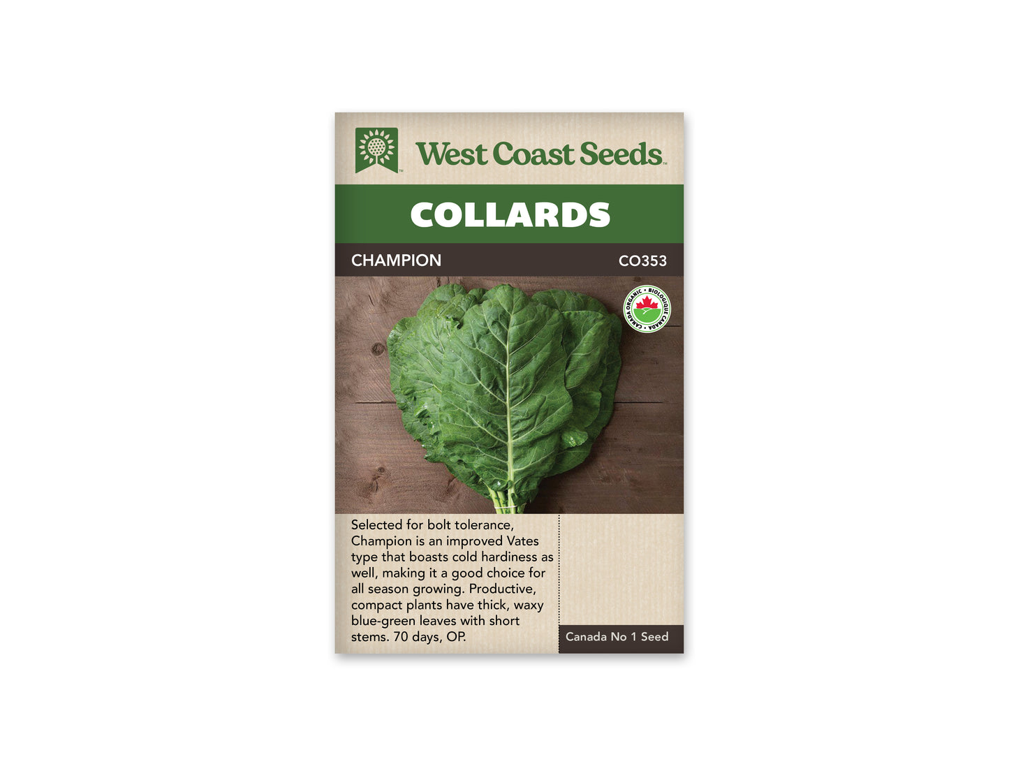 Collards "Champion Organic" West Coast Seeds