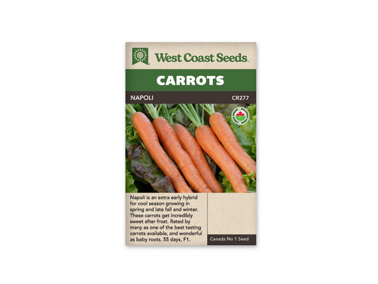 Carrots “Napoli F1 Coated Organic” West Coast Seeds