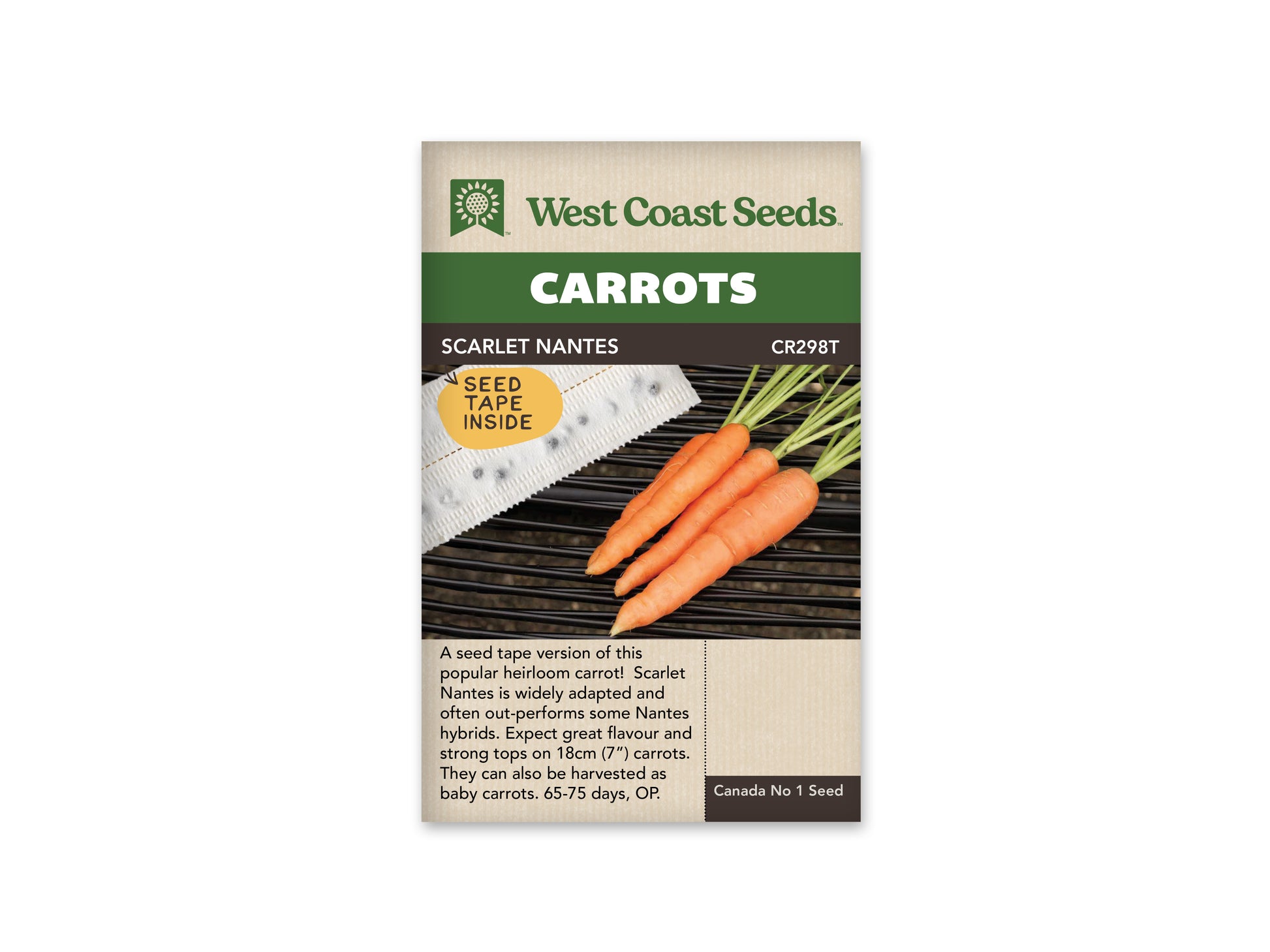 Carrots “Scarlet Nantes Seed Tape (2 x 2.5m)” West Coast Seeds