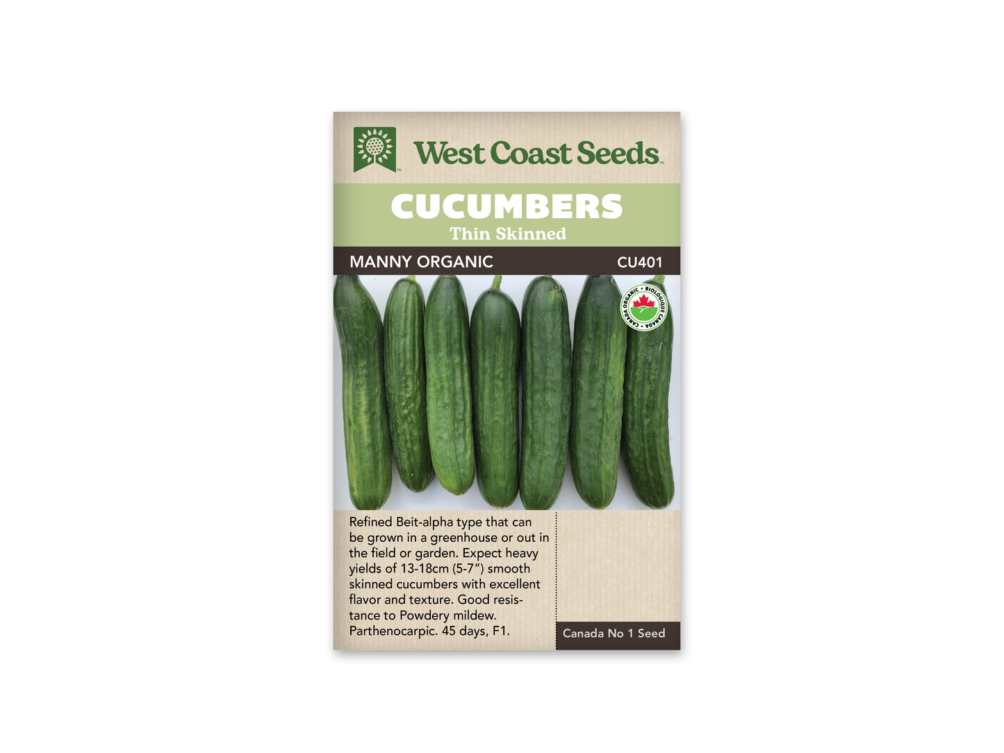 Cucumbers “Manny F1 Organic” West Coast Seeds