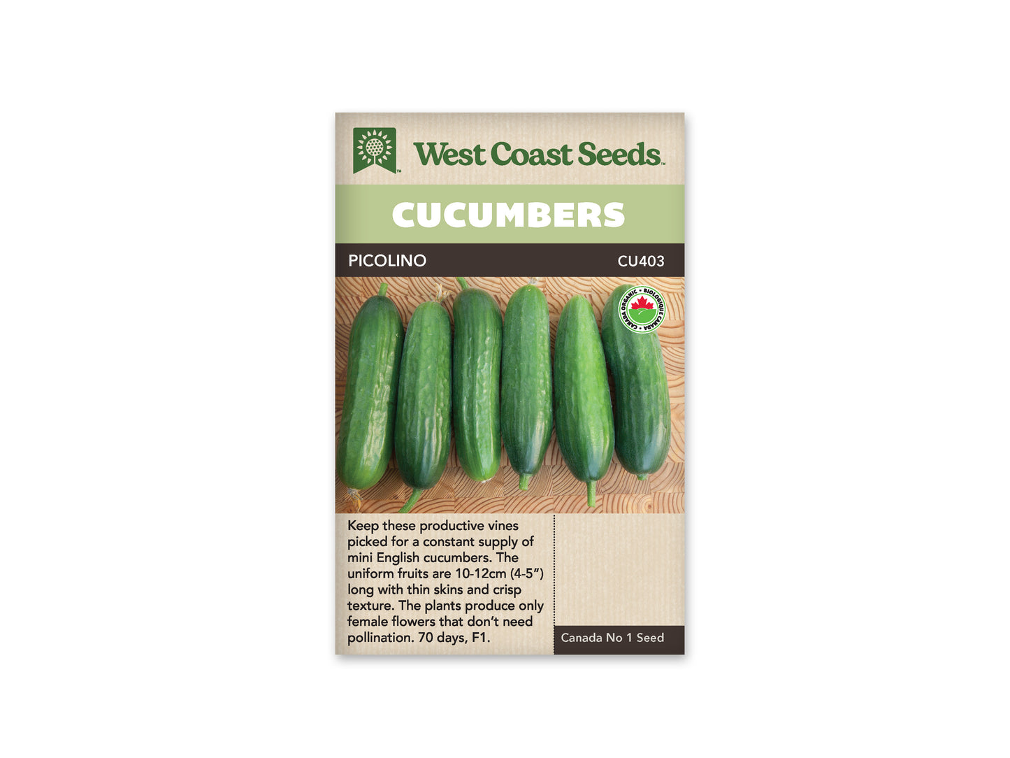 Cucumbers “Picolino F1 Organic” West Coast Seeds