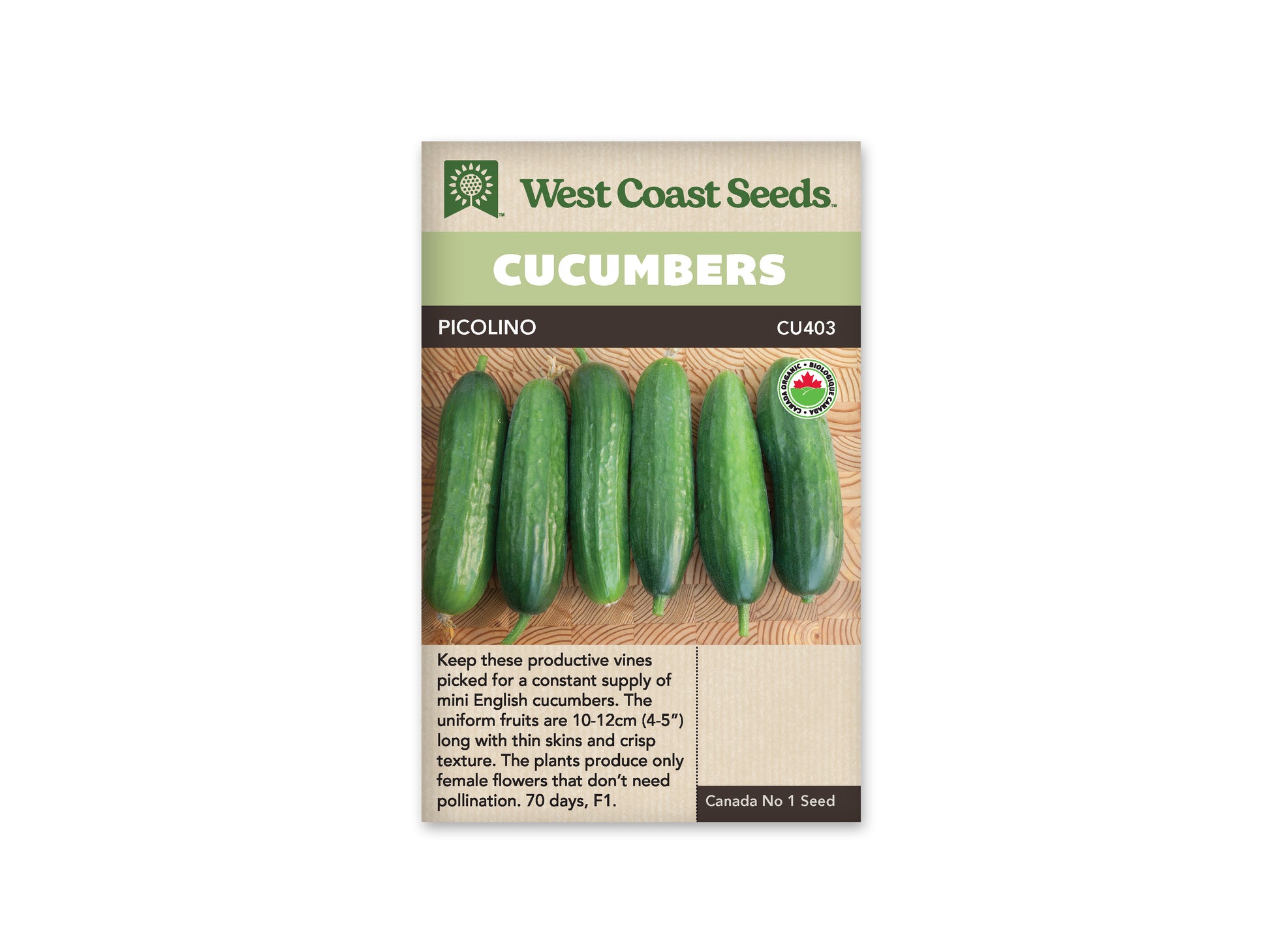 Cucumbers “Picolino F1 Organic” West Coast Seeds