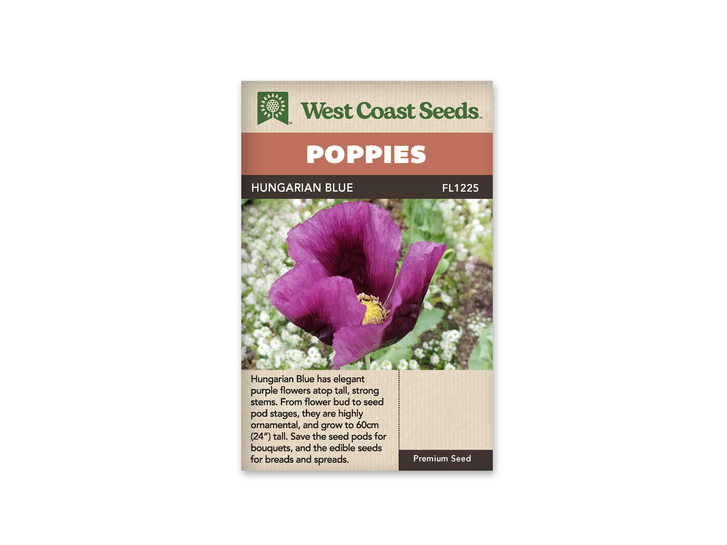 Poppies “Hungarian Blue” West Coast Seeds
