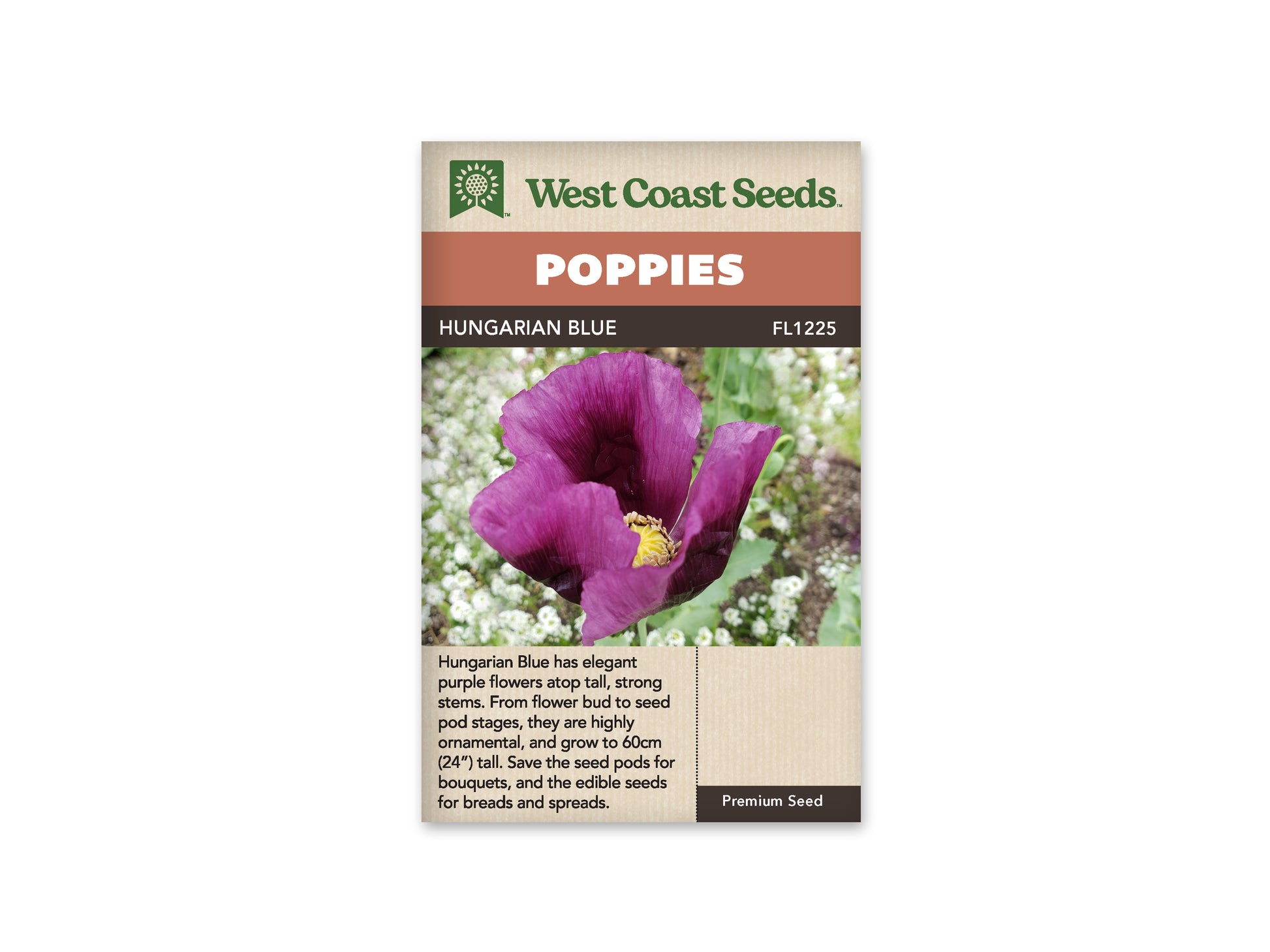 Poppies “Hungarian Blue” West Coast Seeds