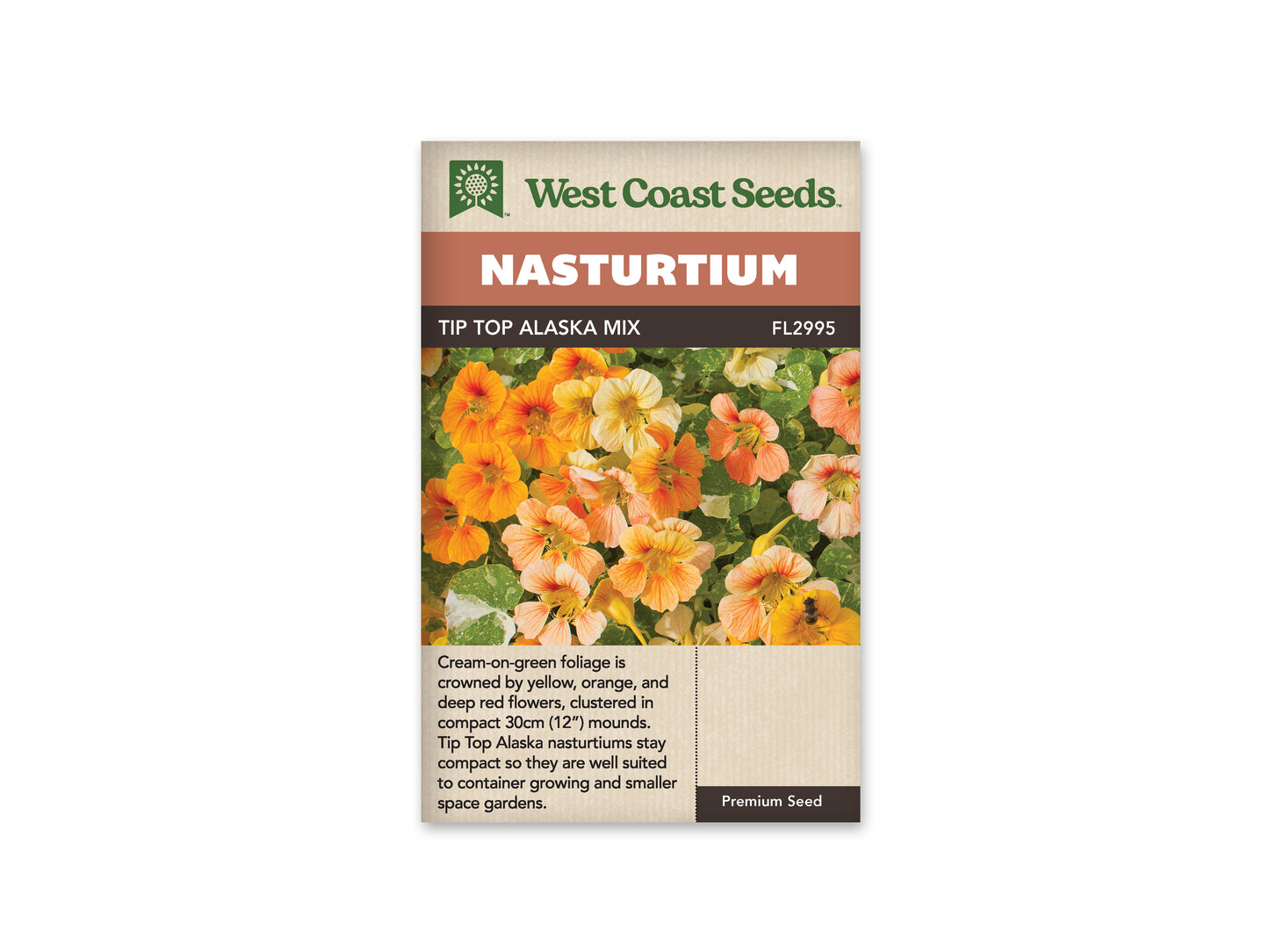 Nasturtiums "Tip Top Alaska Mix" West Coast Seeds