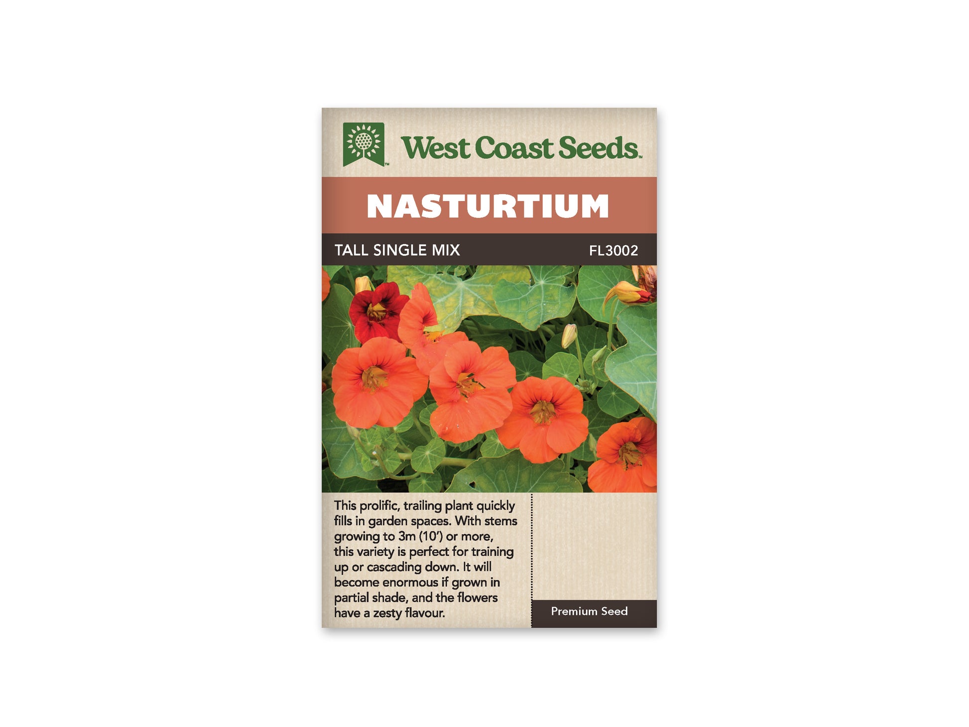 Nasturtiums “Tall Single Mix” West Coast Seeds