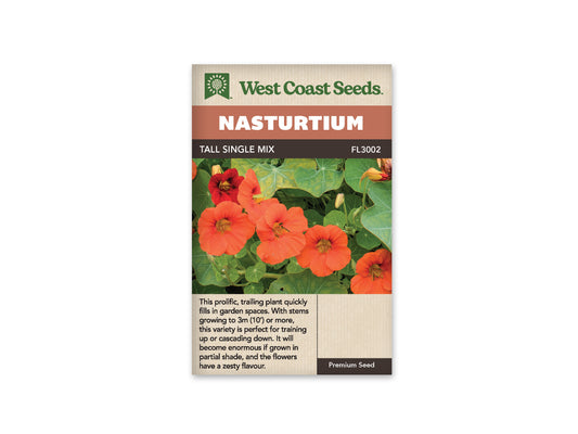 Nasturtiums “Tall Single Mix” West Coast Seeds