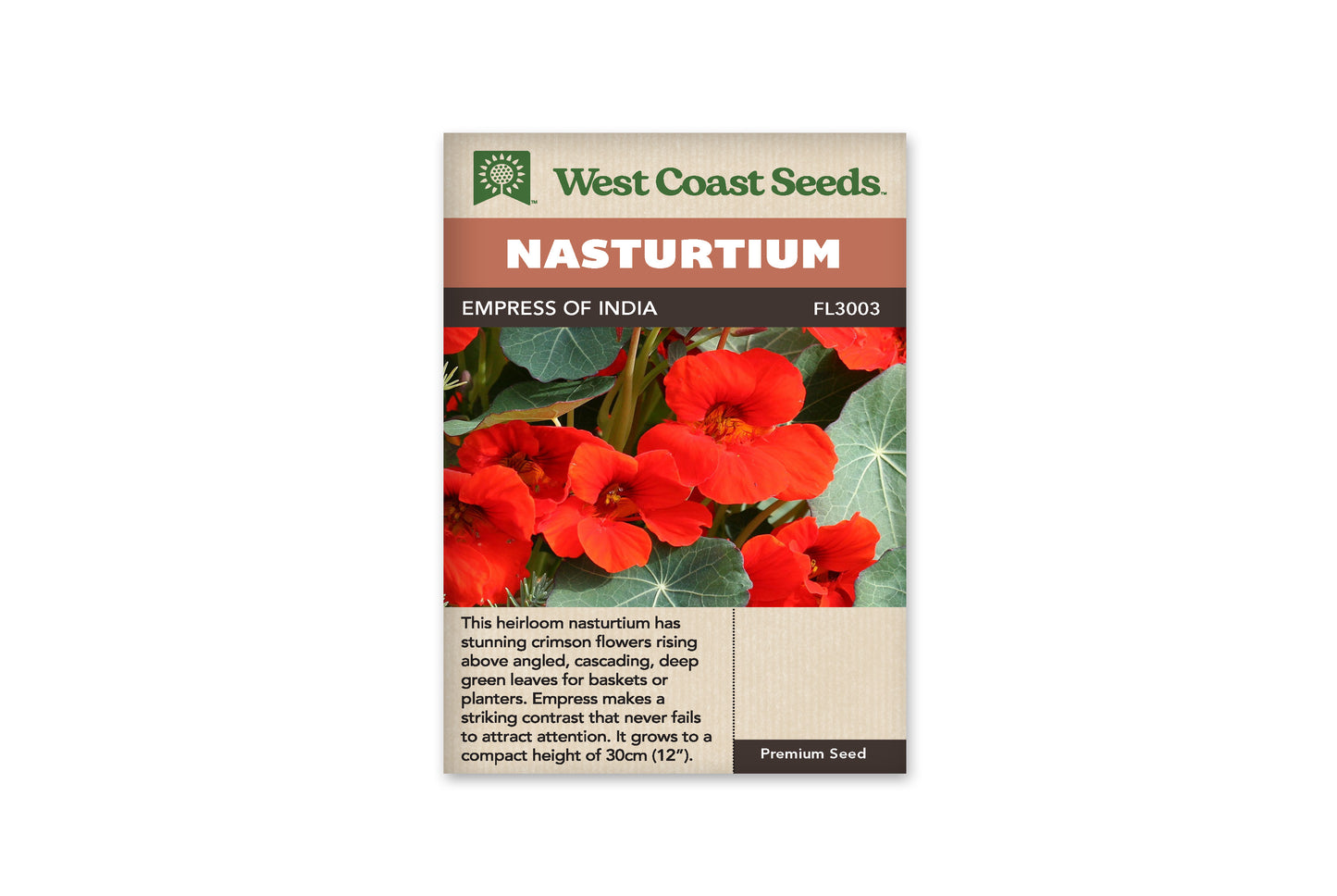 Nasturtiums "Empress of India" West Coast Seeds