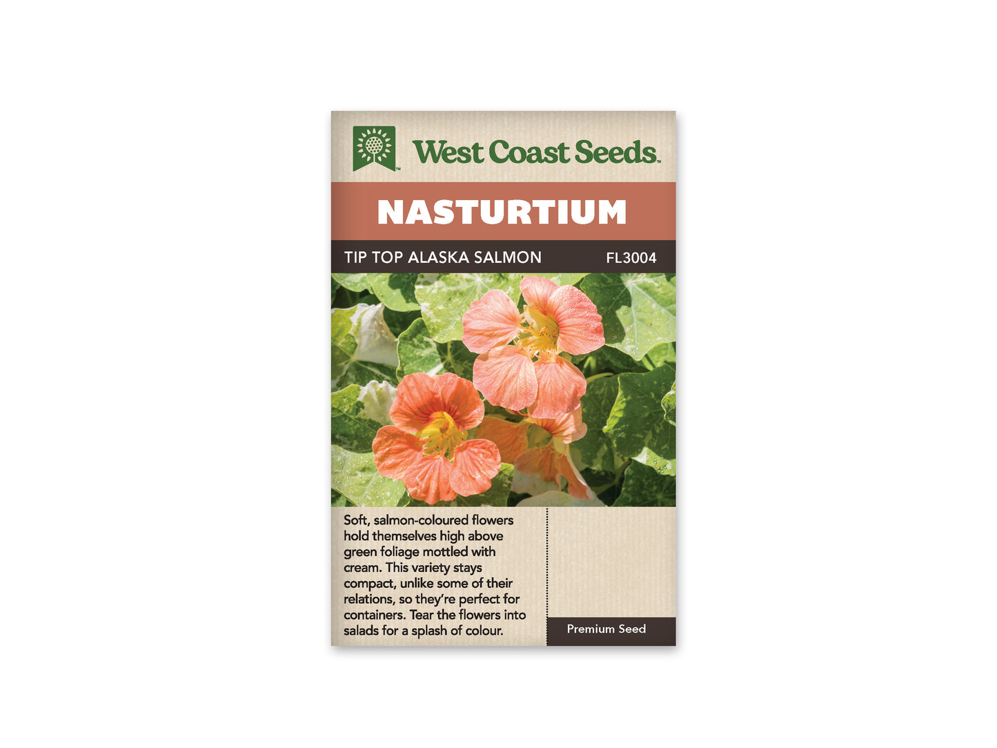 Nasturtiums "Tip Top Alaska Salmon" West Coast Seeds