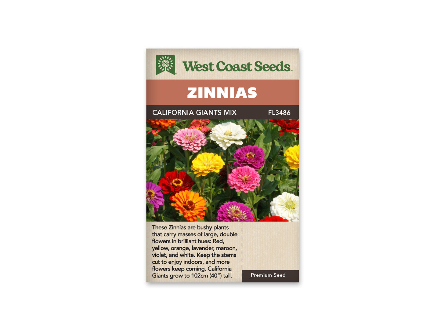 Zinnias "California Giants Mix" West Coast Seeds