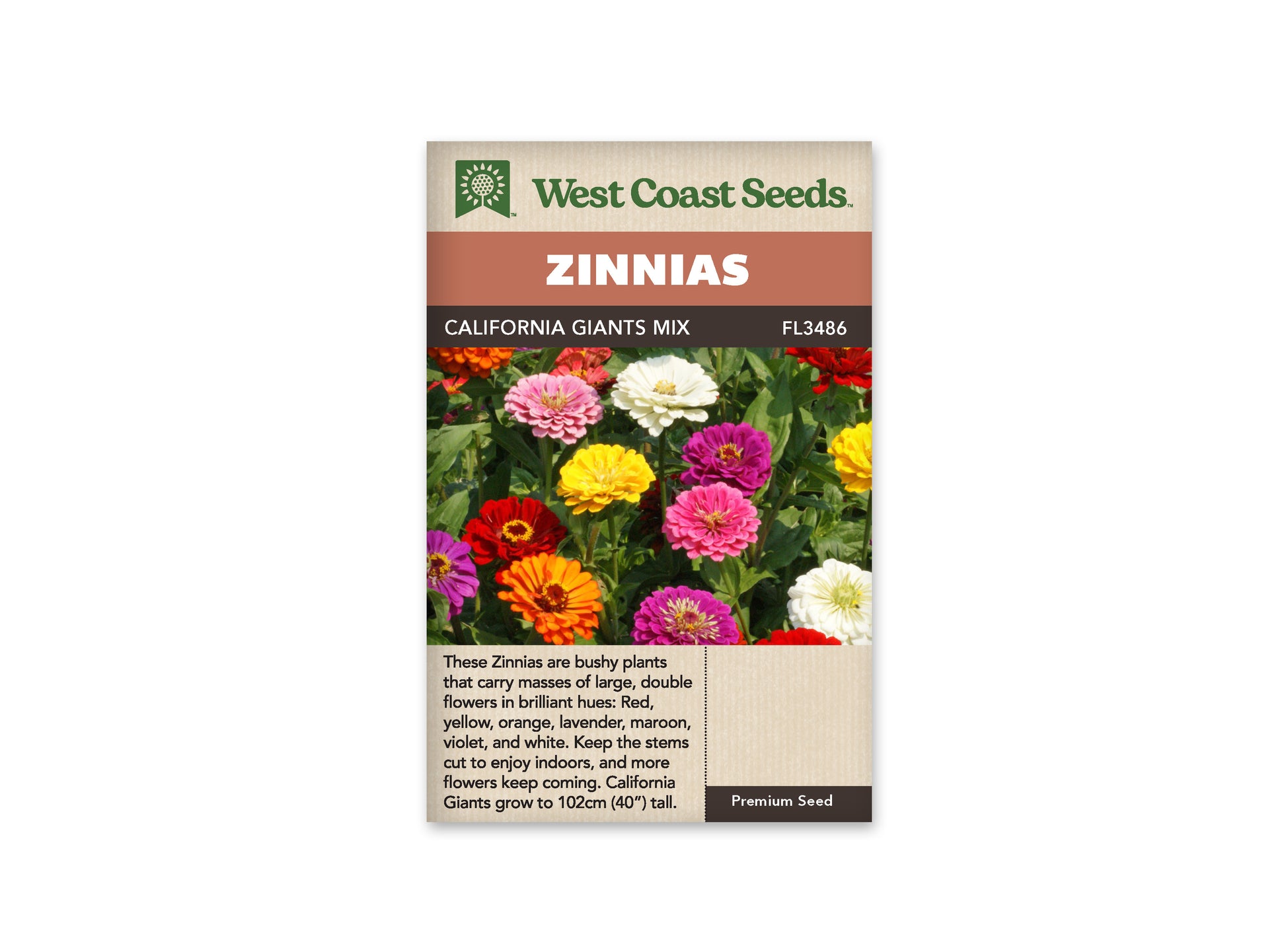 Zinnias "California Giants Mix" West Coast Seeds