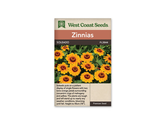 Zinnias “Soleado” West Coast Seeds
