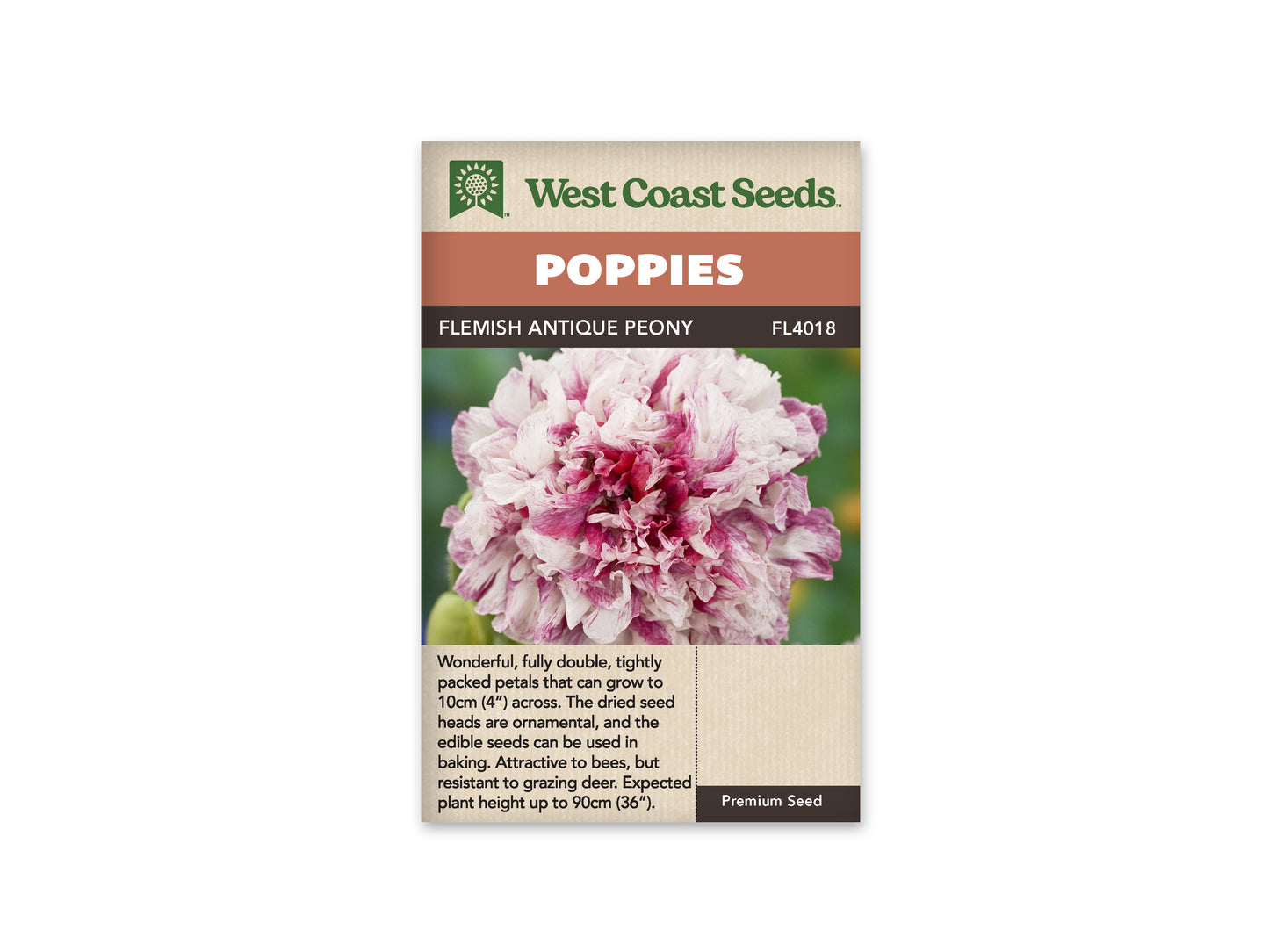 Poppies "Flemish Antique Peony" West Coast Seeds