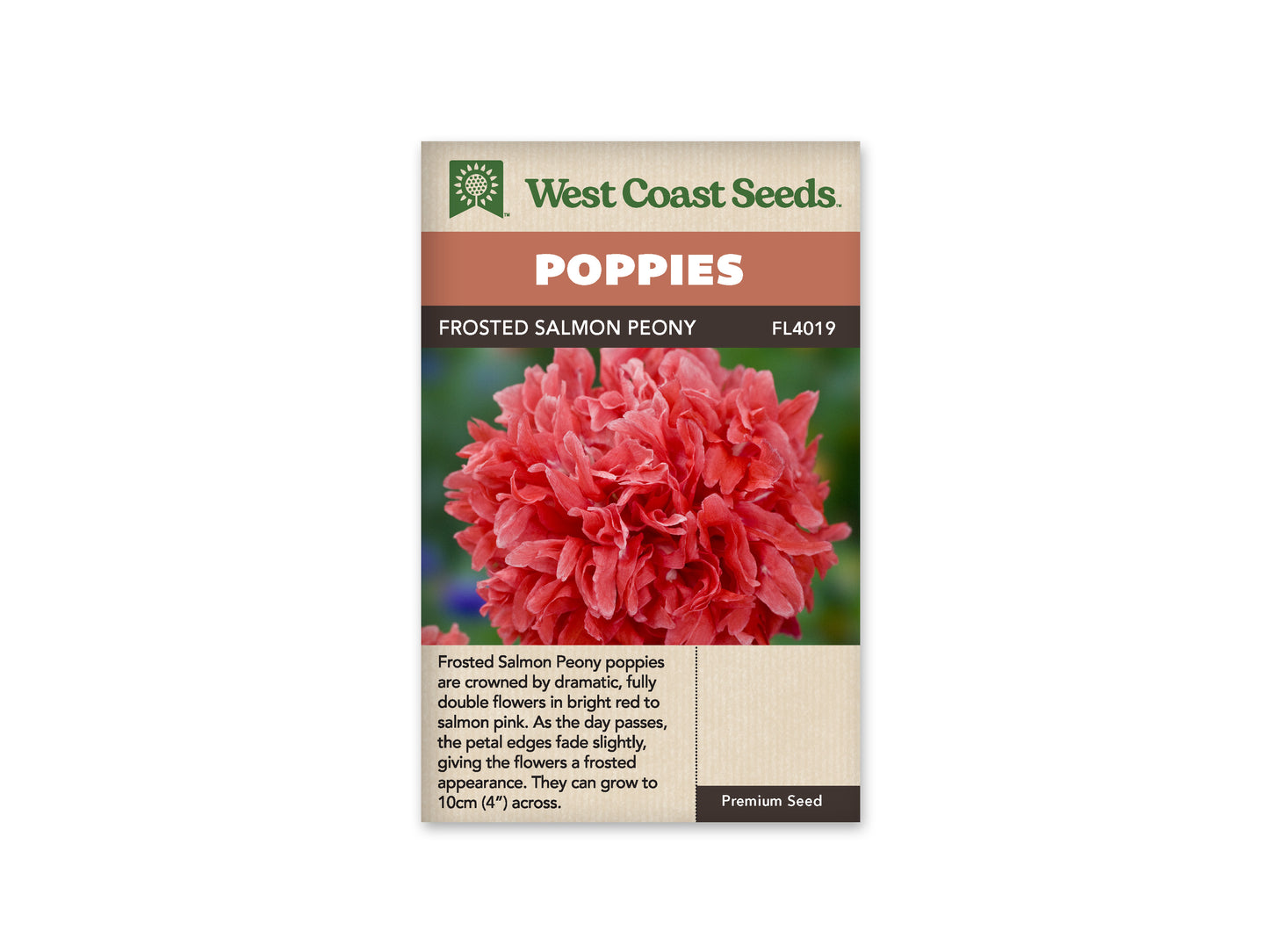 Poppies “Frosted Salmon Peony” West Coast Seeds