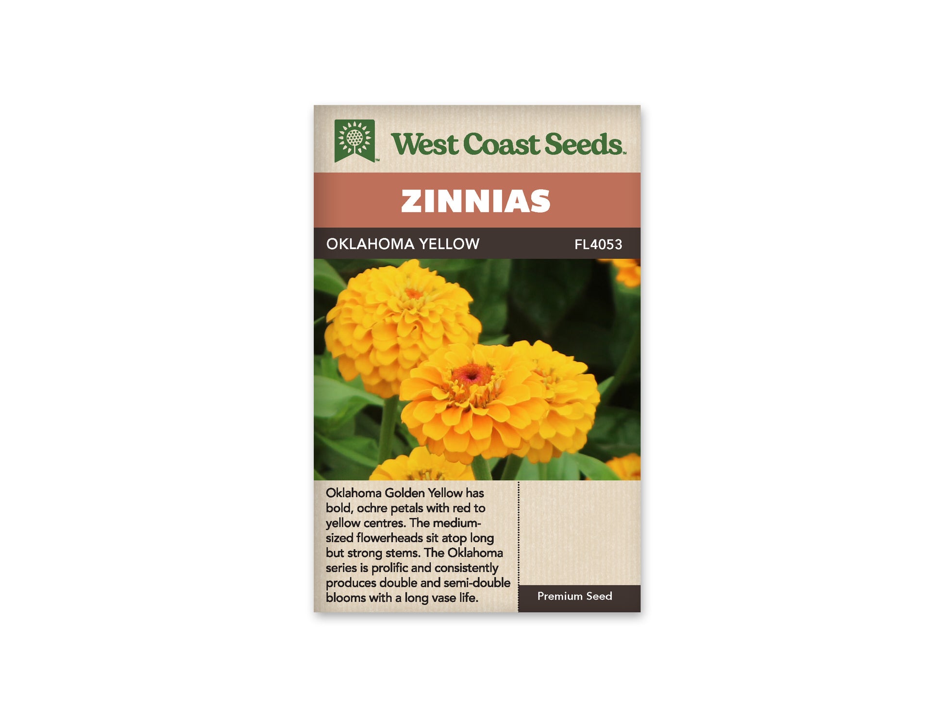 Zinnias “Oklahoma Yellow” West Coast Seeds