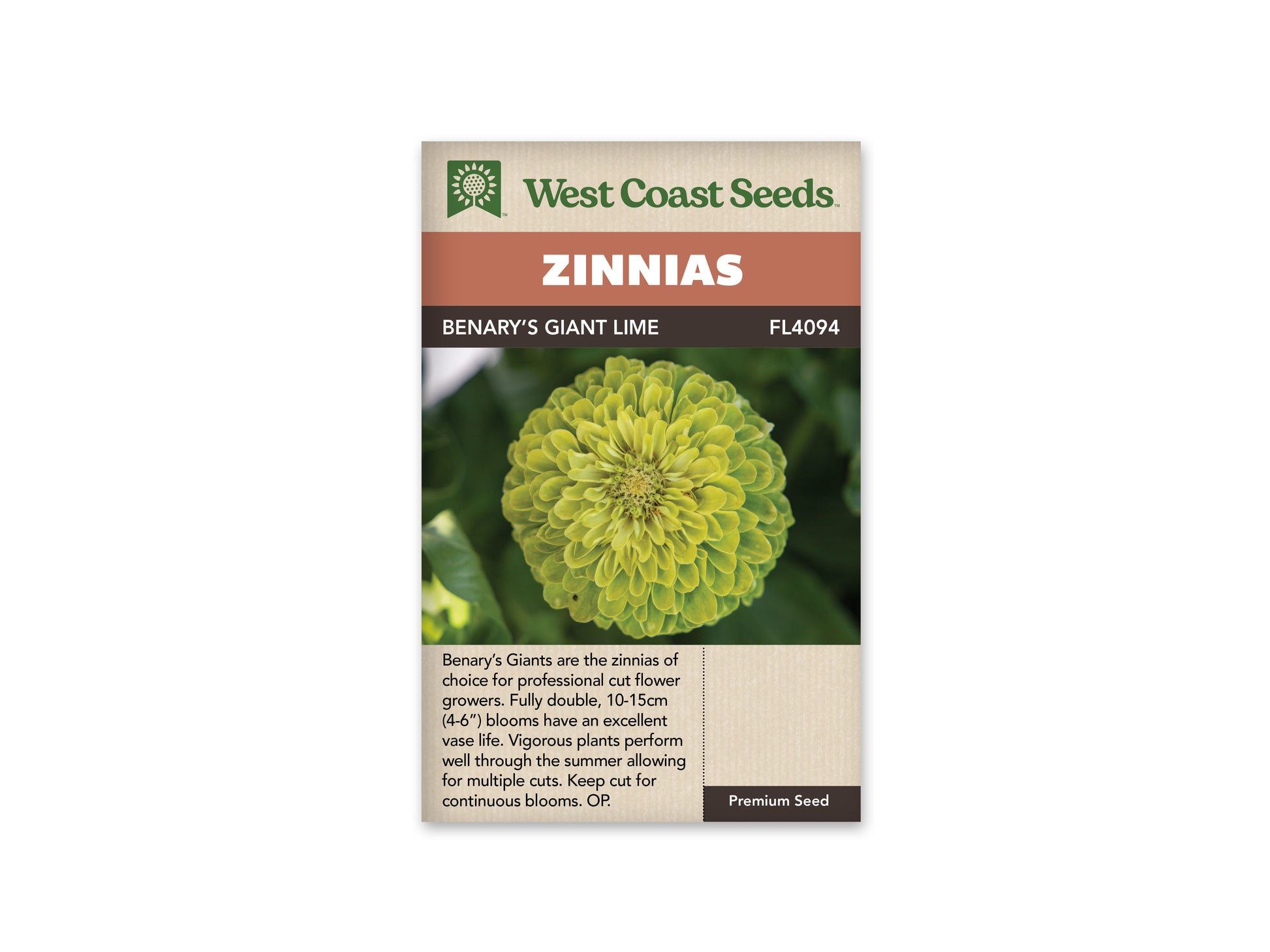 Zinnias “Benary's Giant Lime” West Coast Seeds