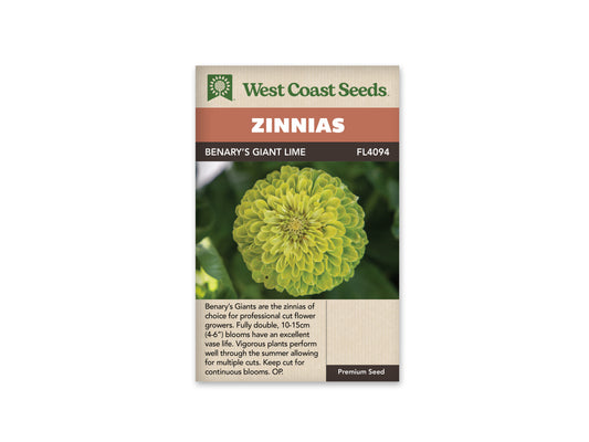 Zinnias “Benary's Giant Lime” West Coast Seeds