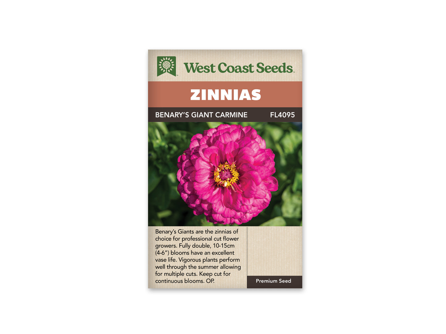 Zinnias “Benary's Giant Carmine” West Coast Seeds