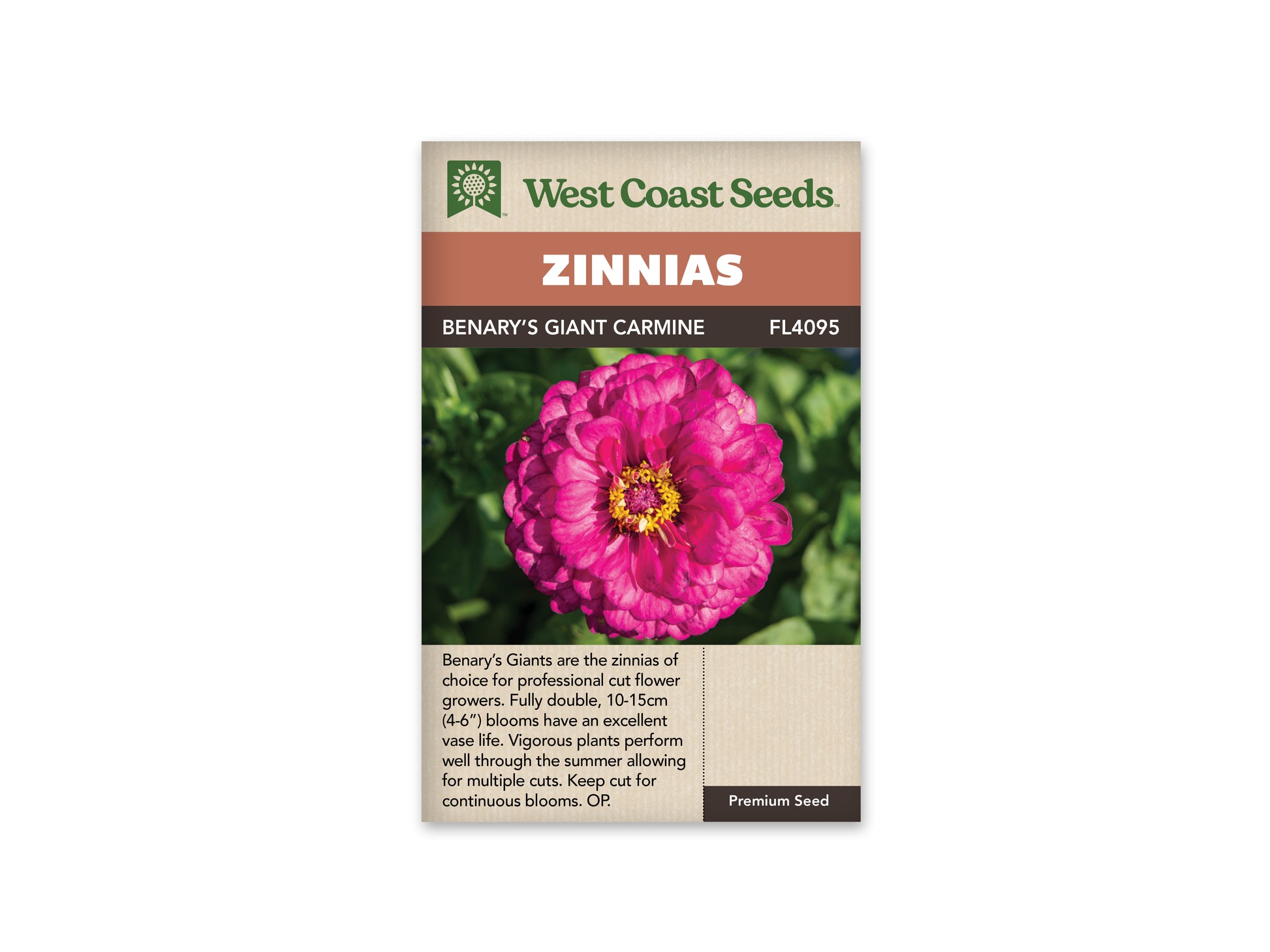 Zinnias “Benary's Giant Carmine” West Coast Seeds