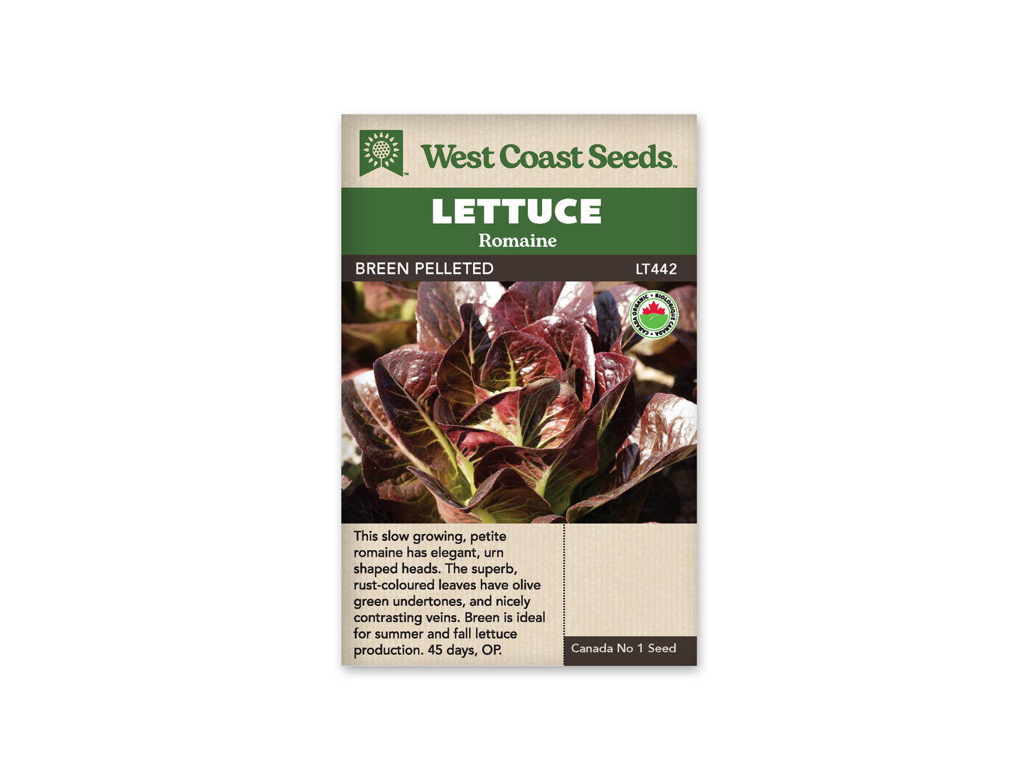 Lettuce "Breen Pelleted Organic" West Coast Seeds