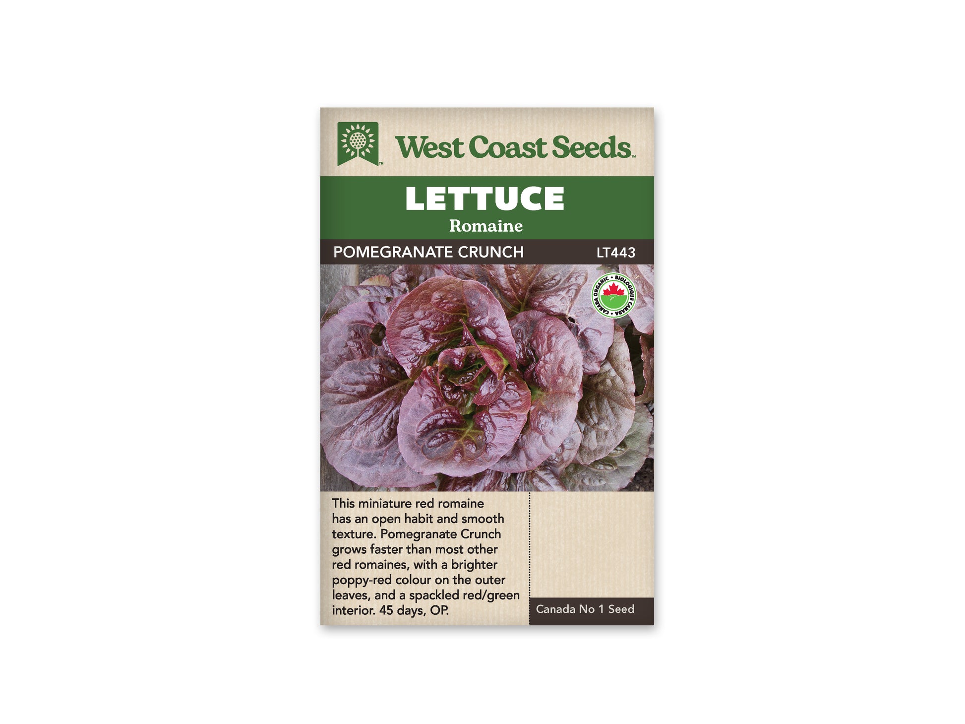 Lettuce "Pomegranate Crunch Pelleted Organic" West Coast Seeds
