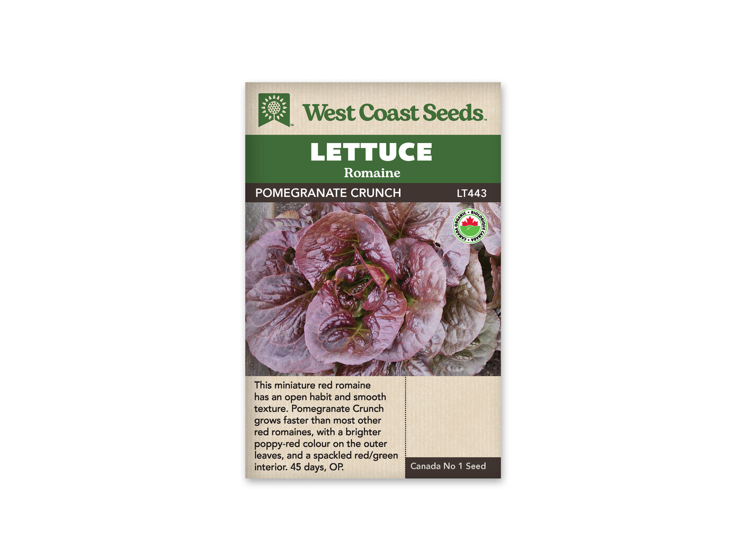 Lettuce "Pomegranate Crunch Pelleted Organic" West Coast Seeds