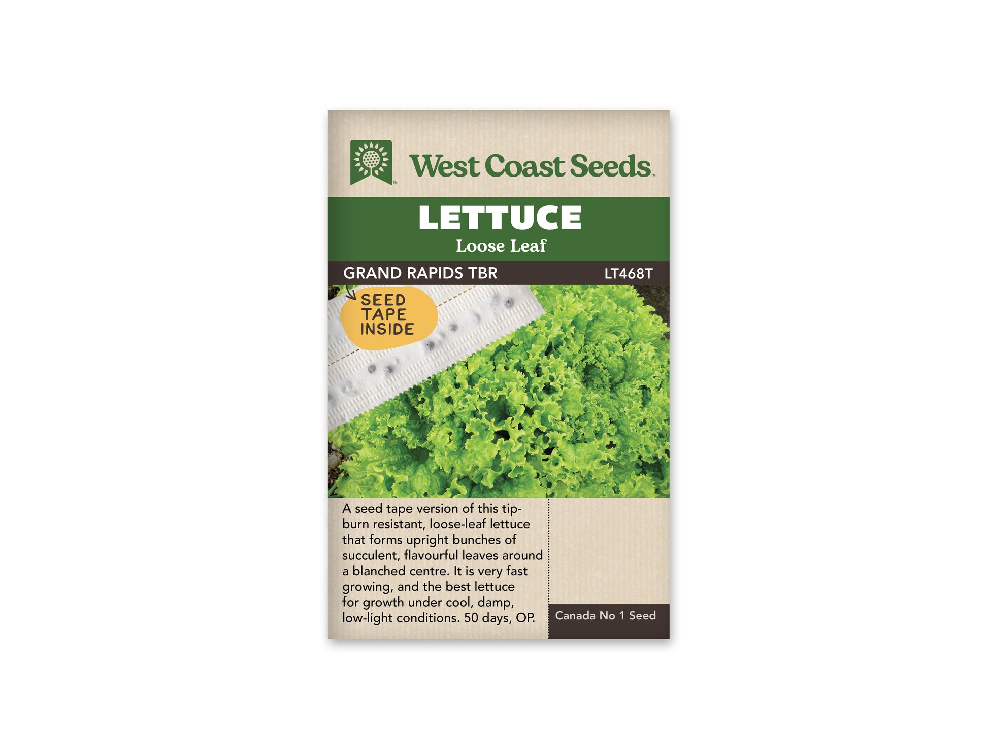 Lettuce "Grand Rapids TBR Seed Tape (2 x 2.5m)" West Coast Seeds