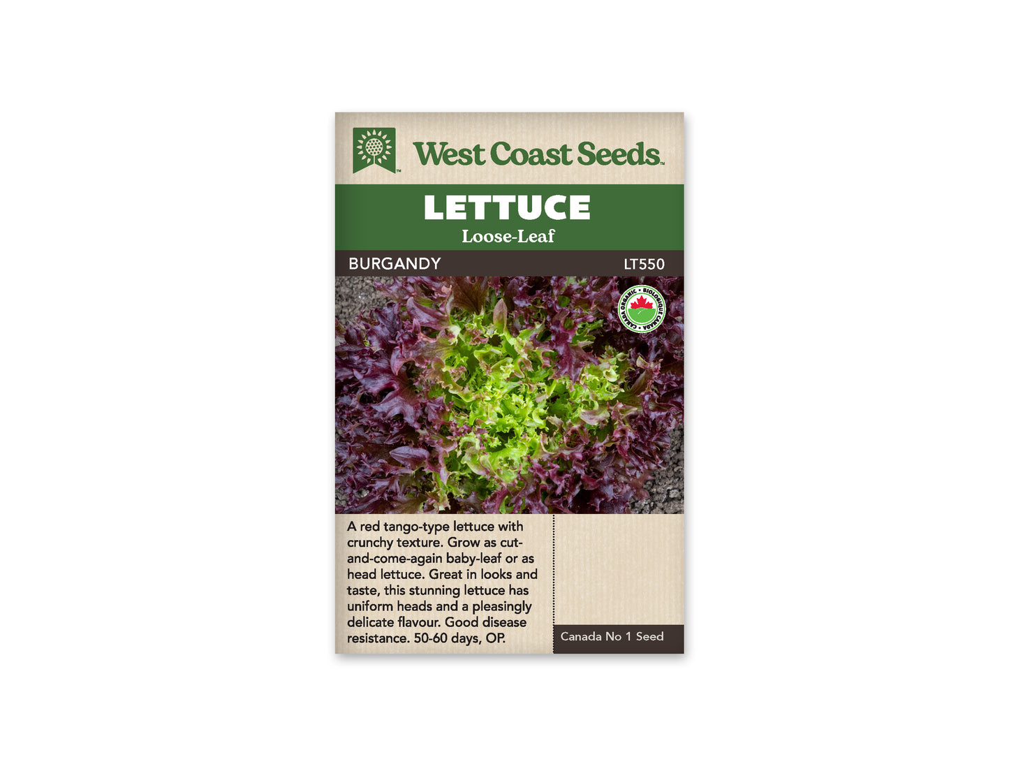 Lettuce "Burgandy Eazyleaf Organic" West Coast Seeds