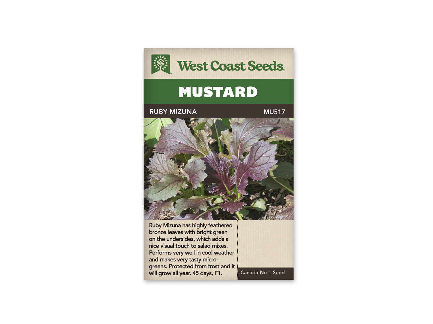 Greens "Ruby Mizuna F1" West Coast Seeds