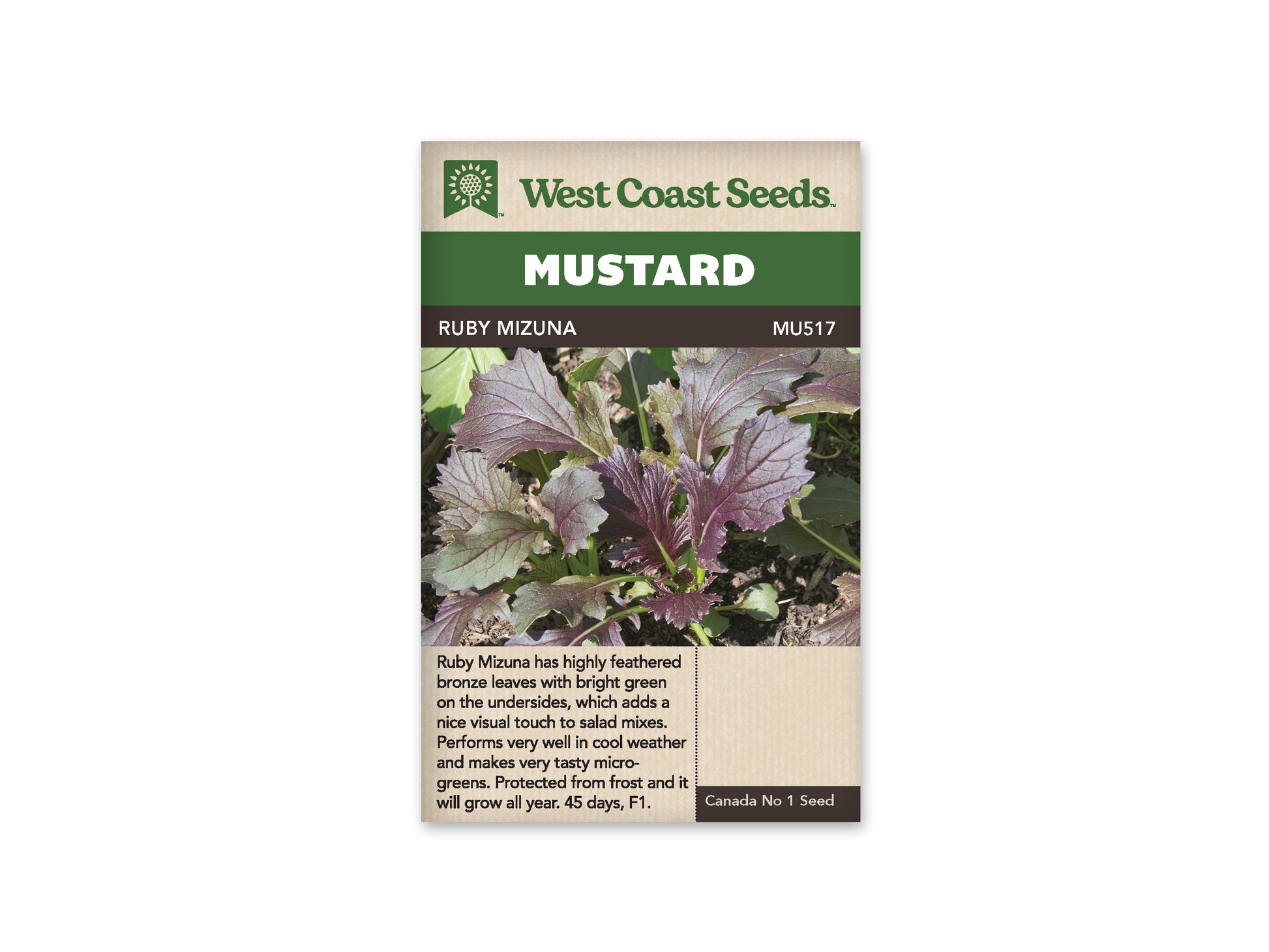 Greens "Ruby Mizuna F1" West Coast Seeds