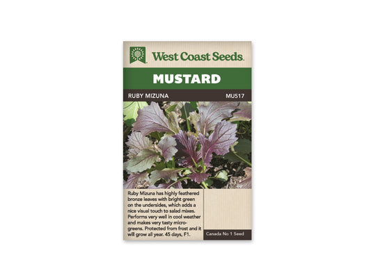 Greens "Ruby Mizuna F1" West Coast Seeds