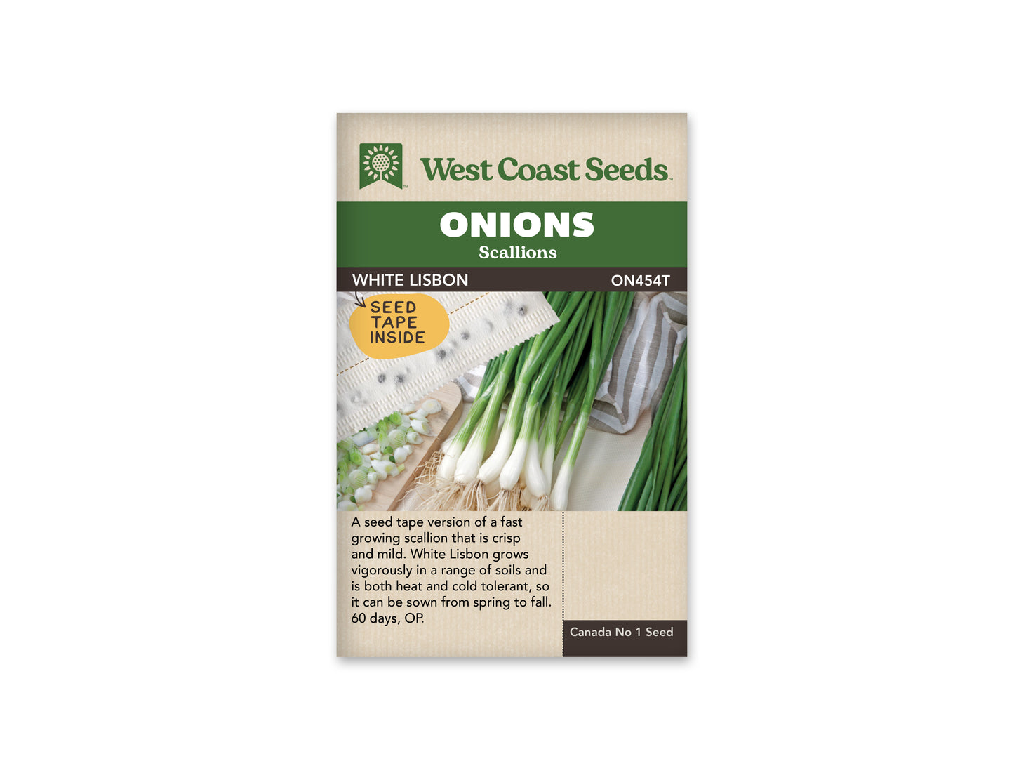 Onions "White Lisbon Seed Tape (2 x 2.5m)" West Coast Seeds