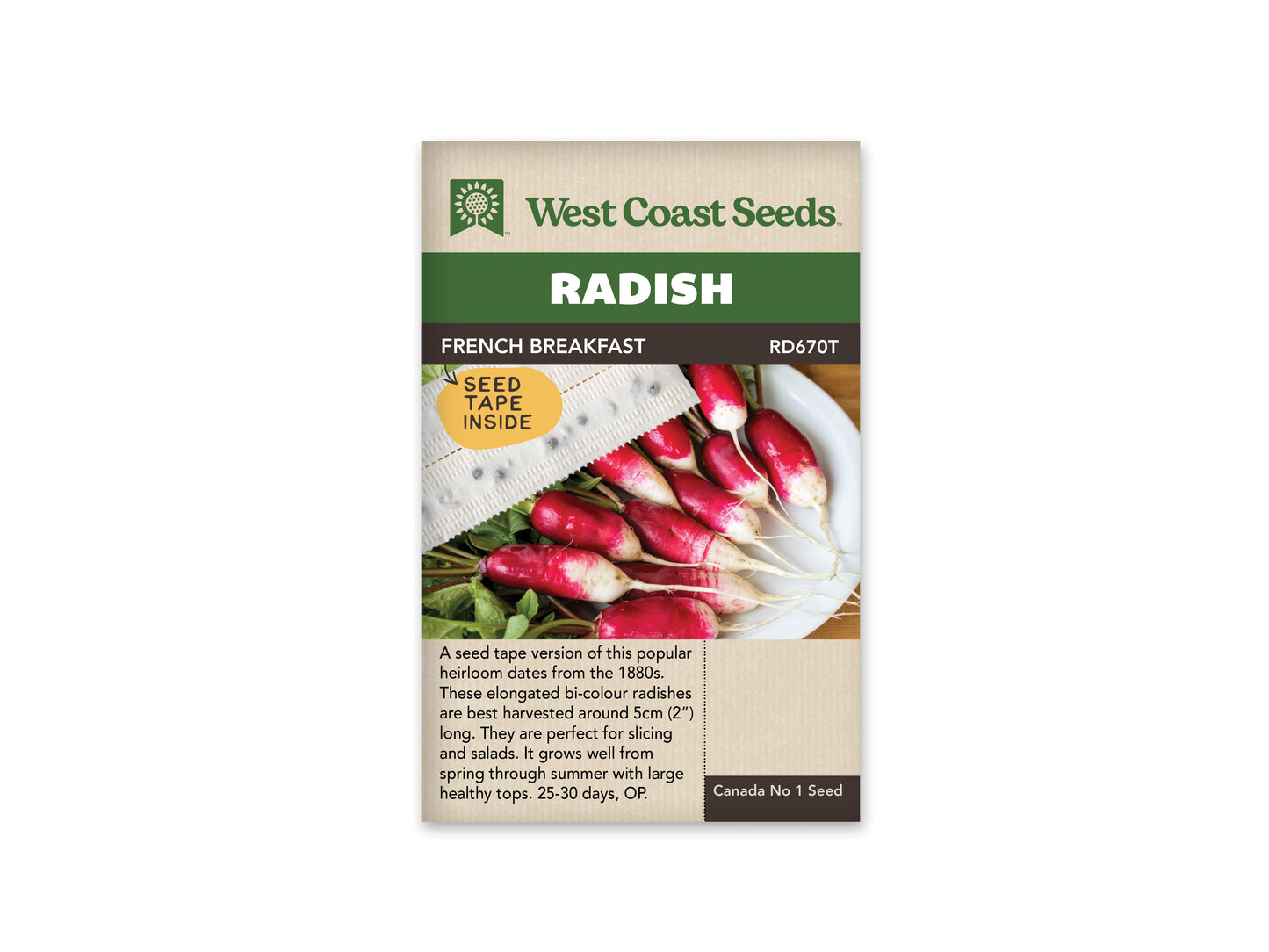 Radishes "French Breakfast Seed Tape (2 x 2.5m)" West Coast Seeds