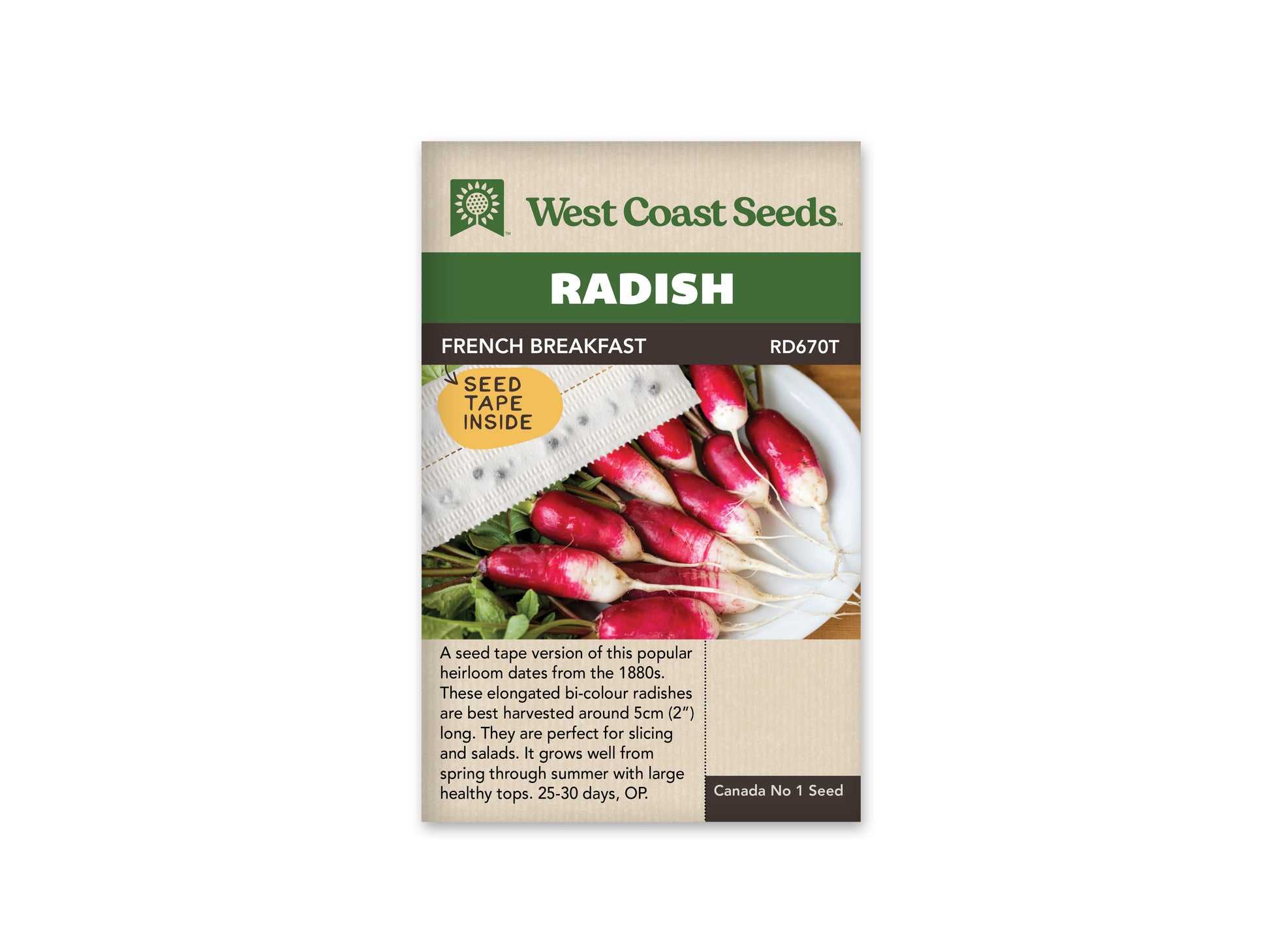 Radishes "French Breakfast Seed Tape (2 x 2.5m)" West Coast Seeds