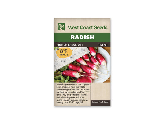 Radishes "French Breakfast Seed Tape (2 x 2.5m)" West Coast Seeds
