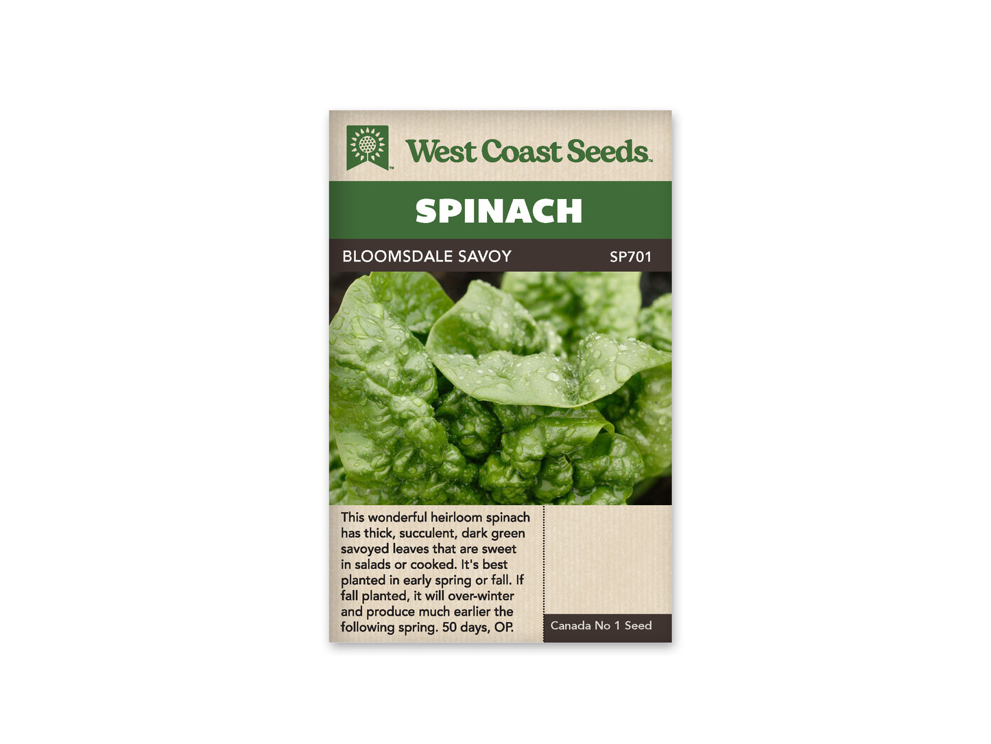 Spinach "Bloomsdale Savoy" West Coast Seeds
