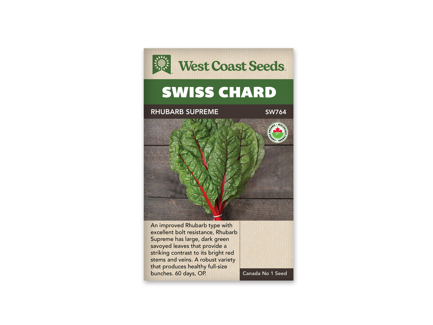 Swiss Chard "Rhubarb Supreme Organic" West Coast Seeds