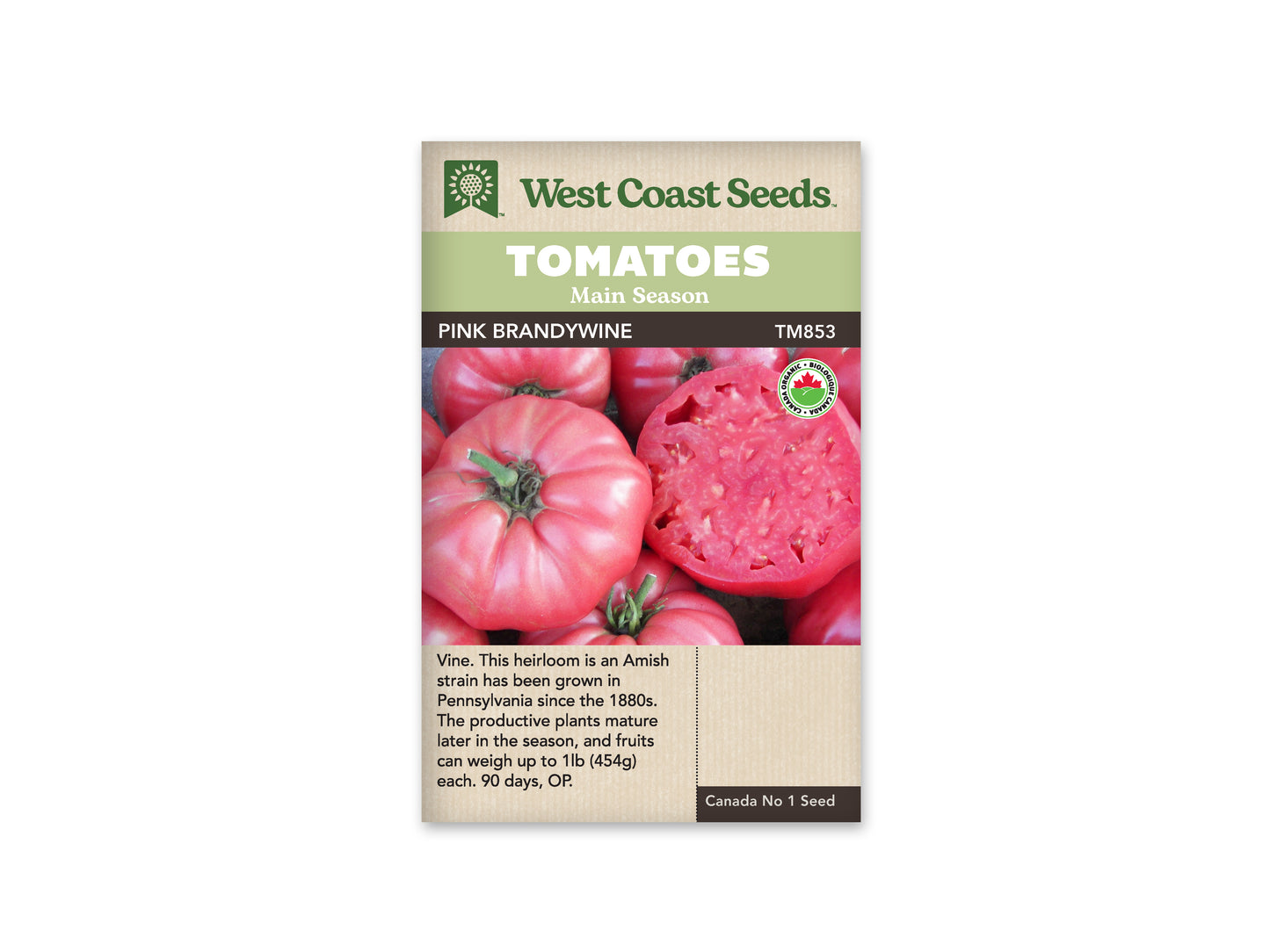 Tomatoes “Pink Brandywine Organic” West Coast Seeds